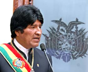Il presidente Evo Morales allinaugurazione della gestione 2012-2013 dellAssemblea Legislativa Plurinazionale. Foto: ABI