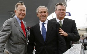 Image #: 2625014    Former President George H.W. Bush, U.S. President George W. Bush, and Governor Jeb Bush, leave together after the christening ceremony of the USS George H.W. Bush at Northrop-Grumman's shipyard in Newport News, Virginia October 7, 2006. The Navy's Nimitz-class aircraft carrier is scheduled to enter service in late 2008.   REUTERS/Kevin Lamarque /Landov