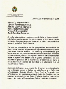 carta Maduro a los 5 Heroes pag 1